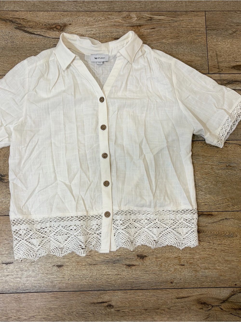 AB Studio Cream Short-Sleeve Button-Front Set - Picture 6 of 8